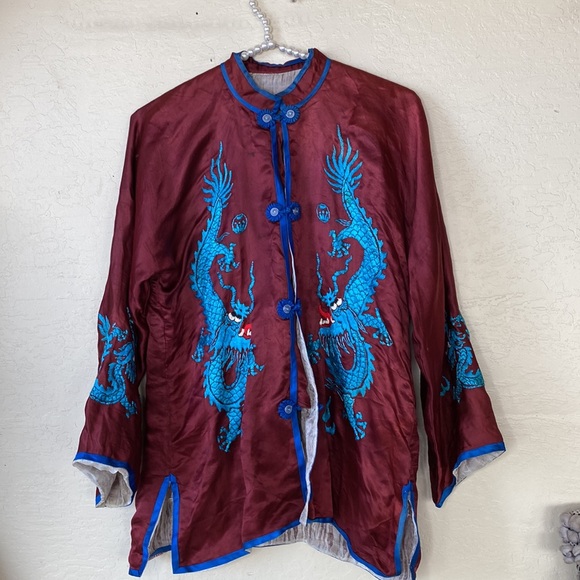 VTG Silk Chinese Dragon shirt jacket - Picture 4 of 6